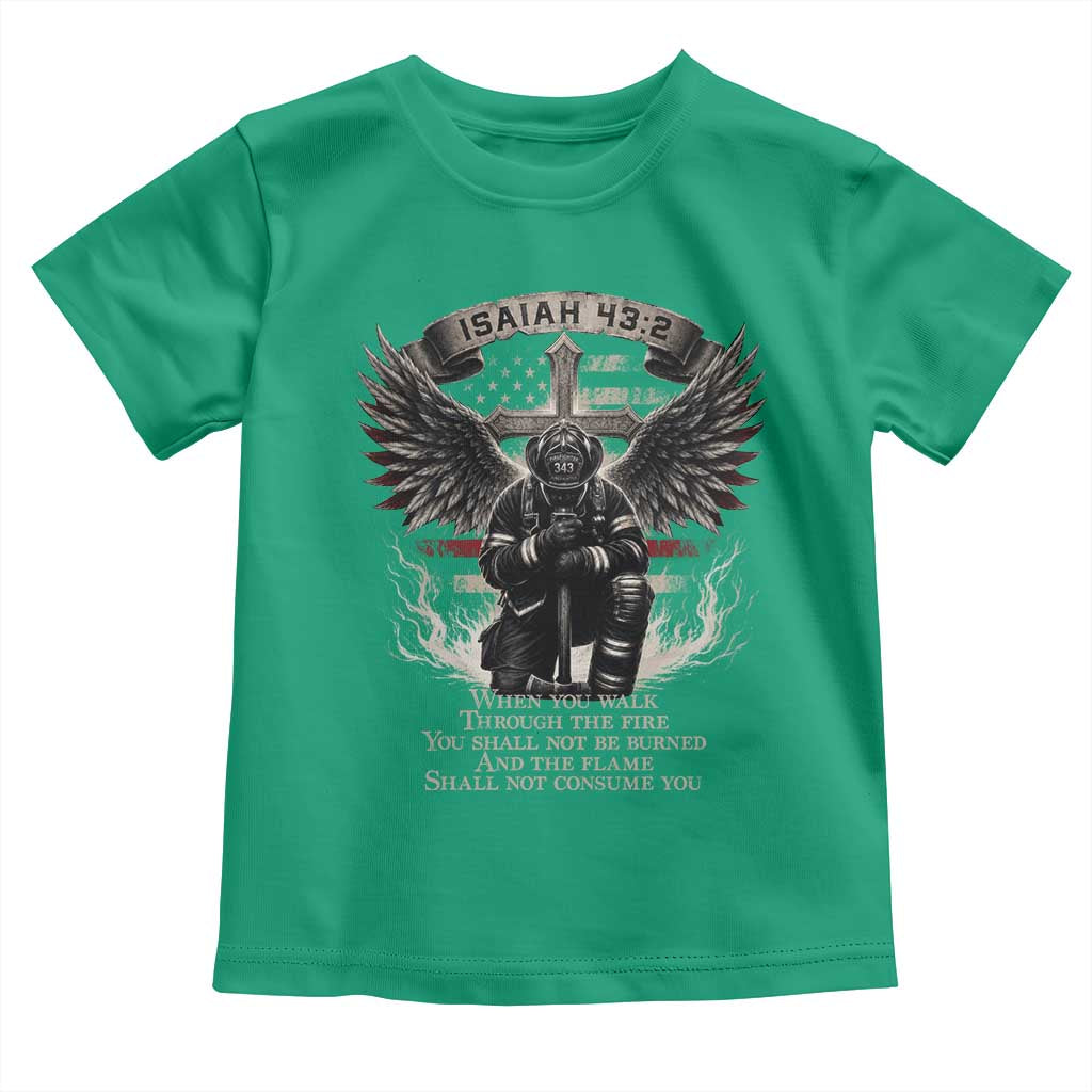 Christian Firefighter Toddler T Shirt When You Walk Through The Fire You Shall Not Be Burned American Flag