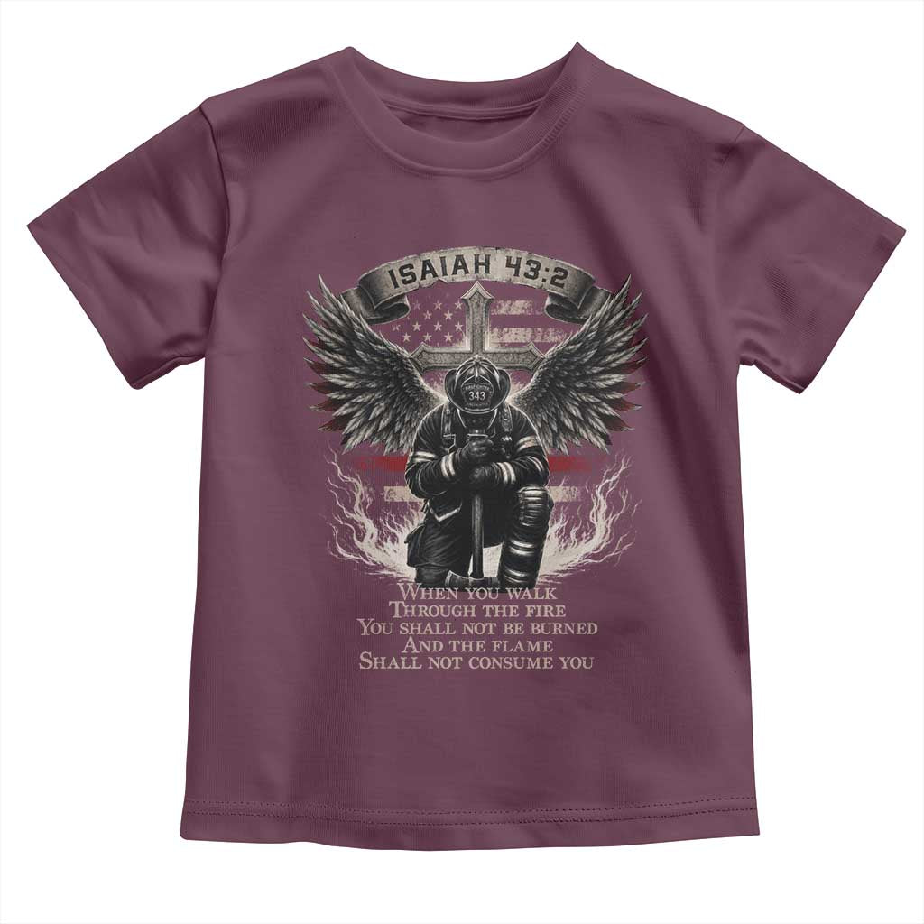 Christian Firefighter Toddler T Shirt When You Walk Through The Fire You Shall Not Be Burned American Flag