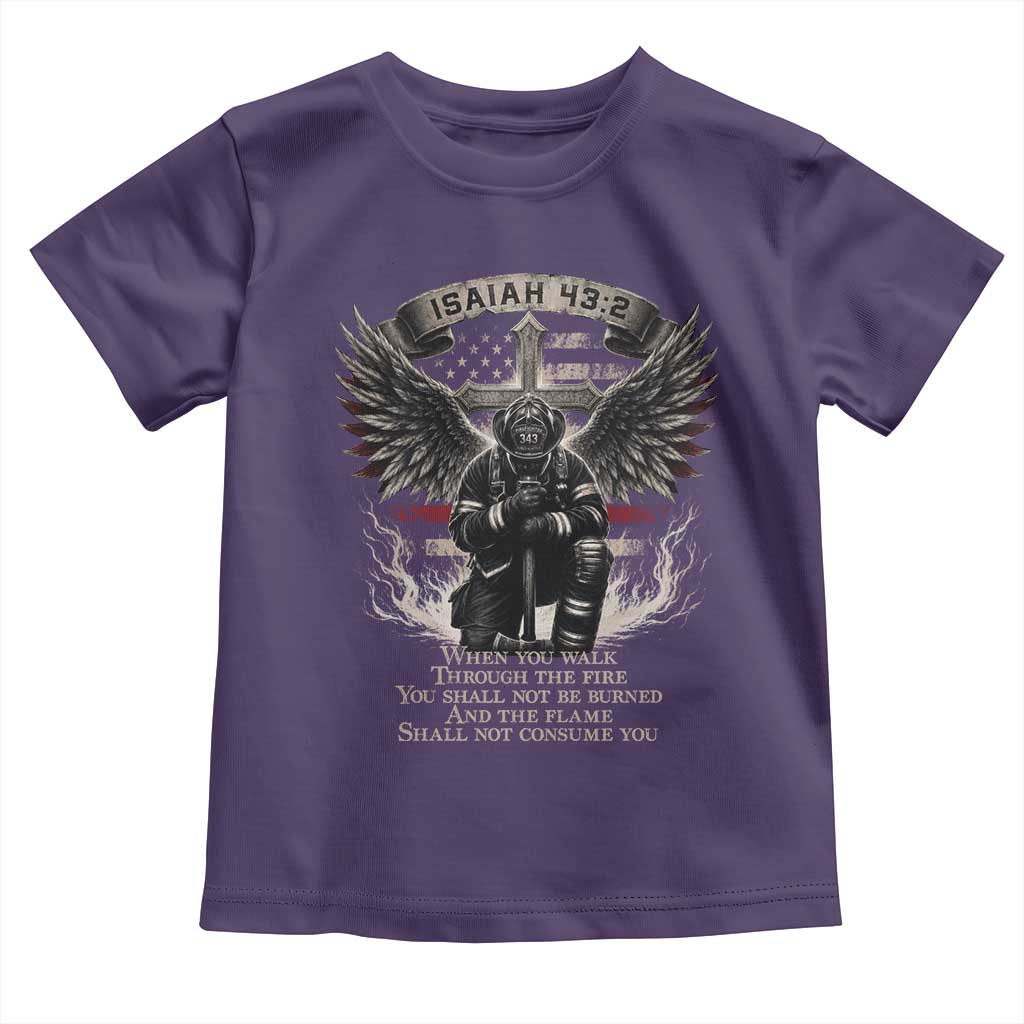 Christian Firefighter Toddler T Shirt When You Walk Through The Fire You Shall Not Be Burned American Flag