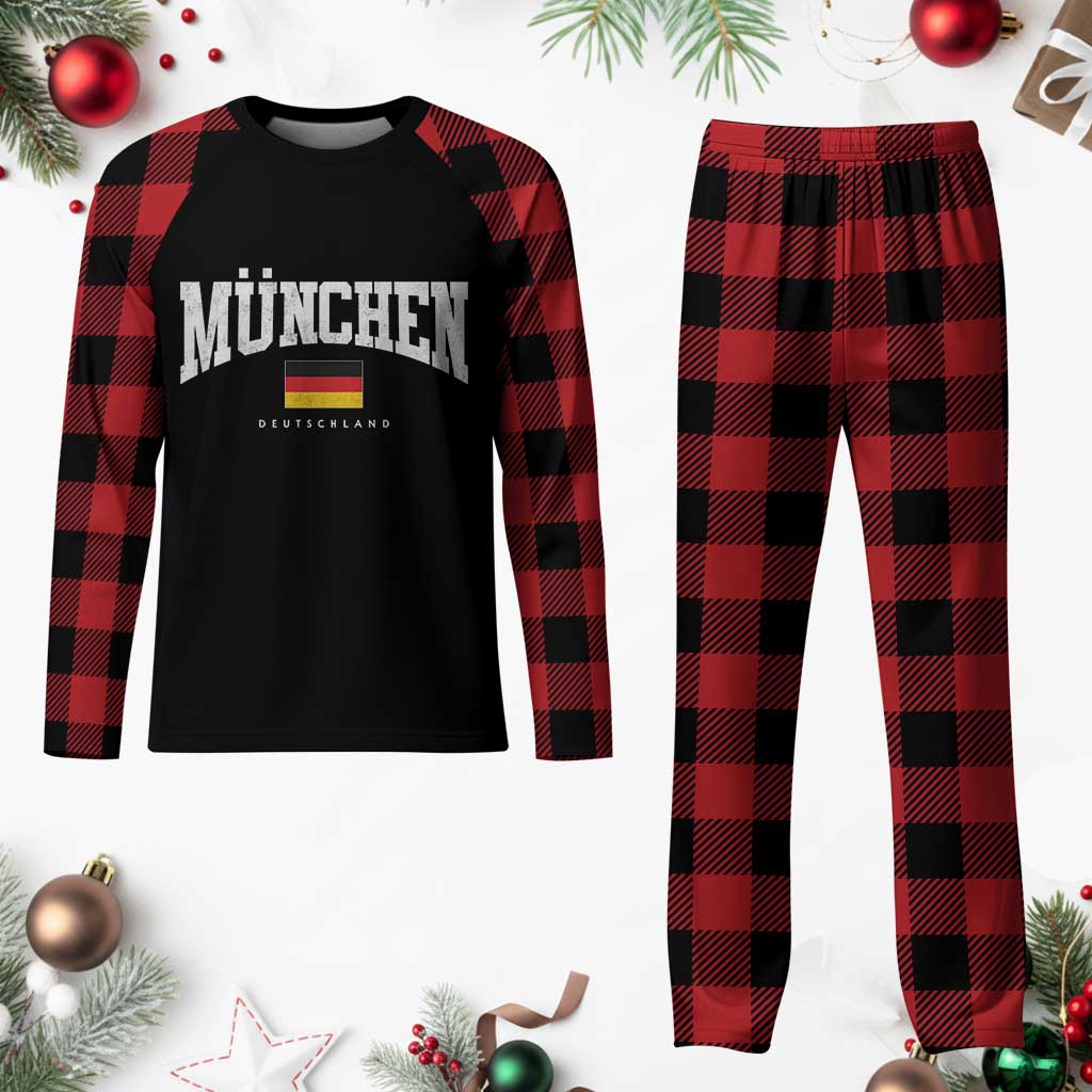 Munchen Deutschland Germany Plaid Pajama Set Vintage Athletic Sports Design