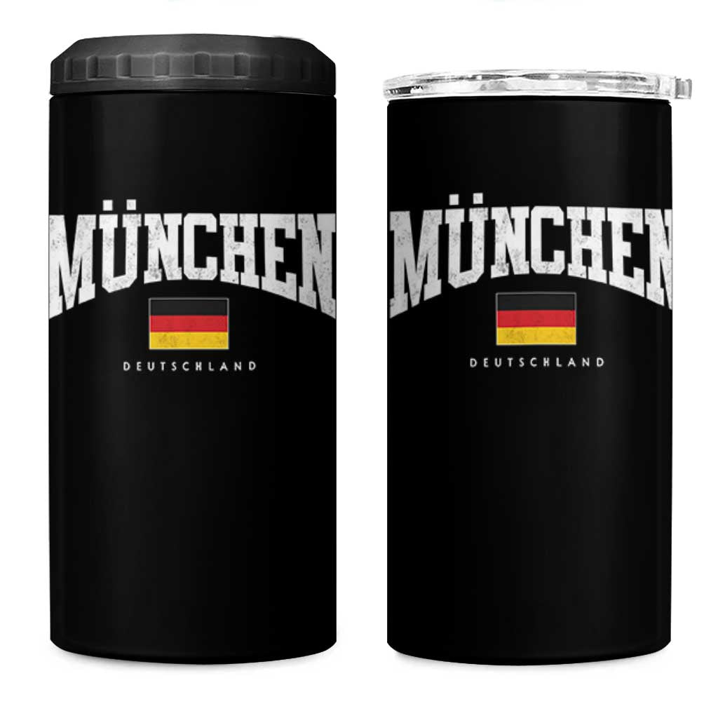 Munchen Deutschland Germany 4 in 1 Can Cooler Tumbler Vintage Athletic Sports Design