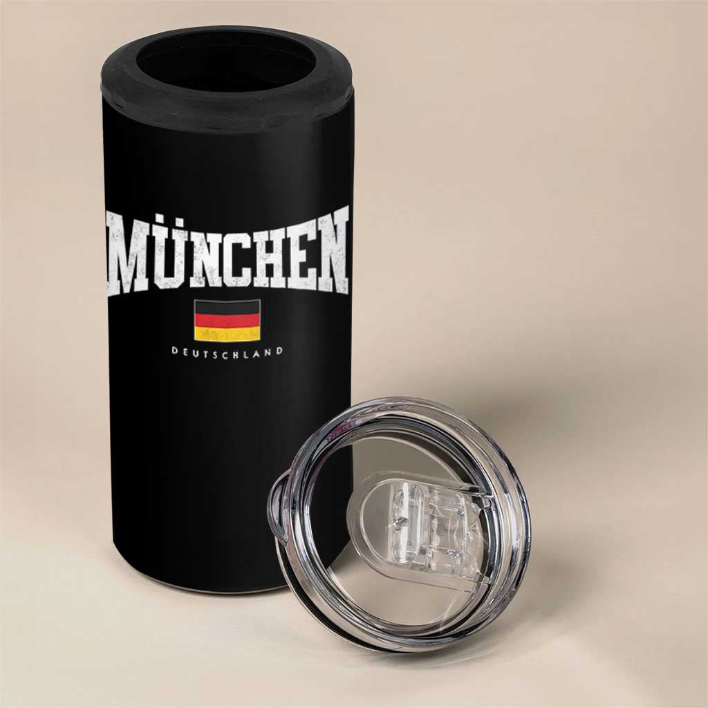 Munchen Deutschland Germany 4 in 1 Can Cooler Tumbler Vintage Athletic Sports Design