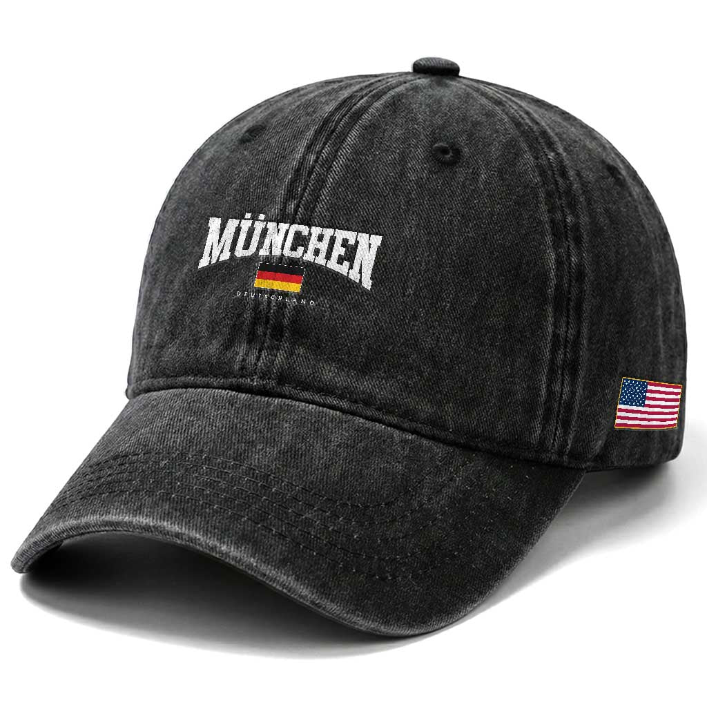Munchen Deutschland Germany Washed Cotton Baseball Cap Vintage Athletic Sports Design