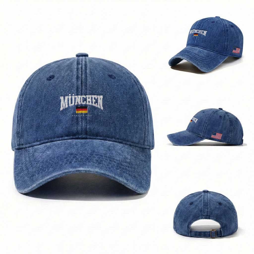 Munchen Deutschland Germany Washed Cotton Baseball Cap Vintage Athletic Sports Design