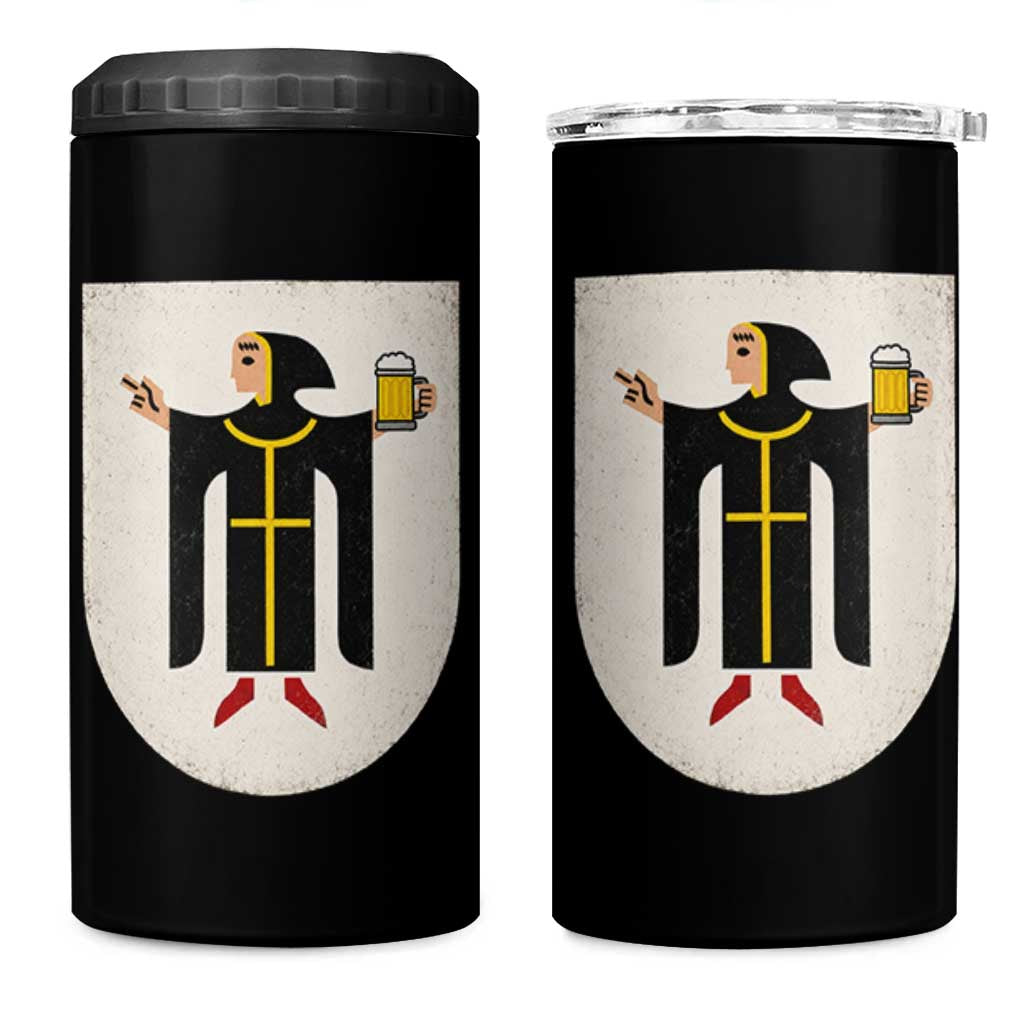 Funny Munich Oktoberfest Munchen Coat of Arms 4 in 1 Can Cooler Tumbler Münchner Kindl Beer Drinking