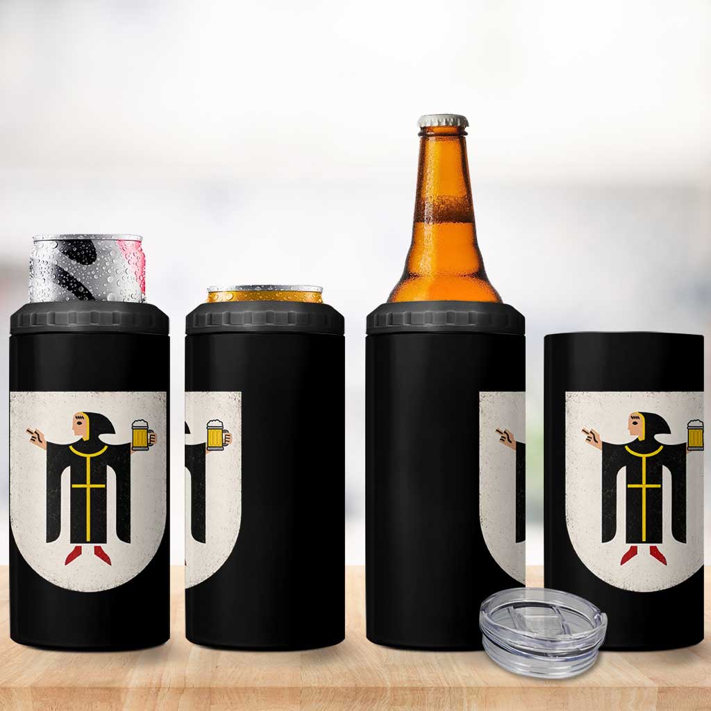 Funny Munich Oktoberfest Munchen Coat of Arms 4 in 1 Can Cooler Tumbler Münchner Kindl Beer Drinking
