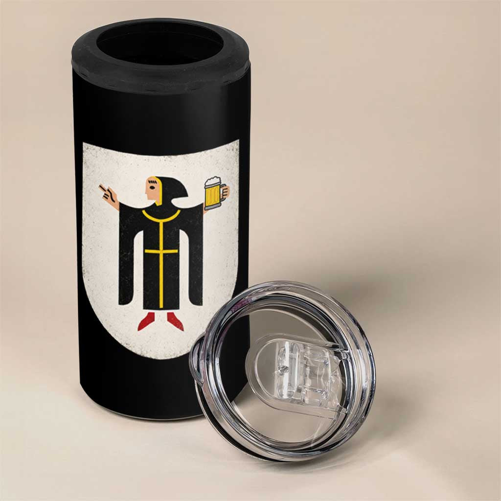 Funny Munich Oktoberfest Munchen Coat of Arms 4 in 1 Can Cooler Tumbler Münchner Kindl Beer Drinking