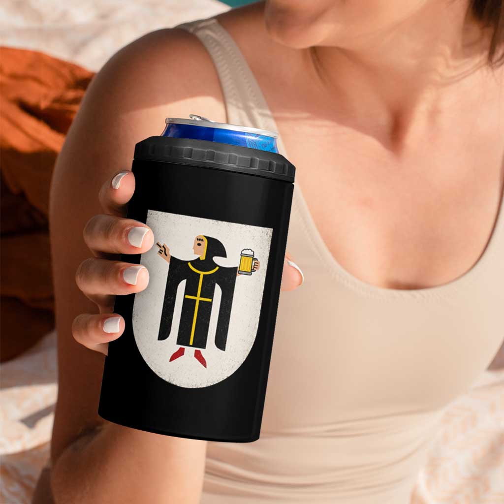 Funny Munich Oktoberfest Munchen Coat of Arms 4 in 1 Can Cooler Tumbler Münchner Kindl Beer Drinking