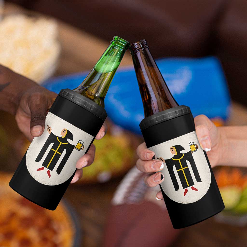 Funny Munich Oktoberfest Munchen Coat of Arms 4 in 1 Can Cooler Tumbler Münchner Kindl Beer Drinking