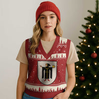 Funny Munich Oktoberfest Munchen Coat of Arms V-Neck Knit Sweater Vest Münchner Kindl Beer Drinking