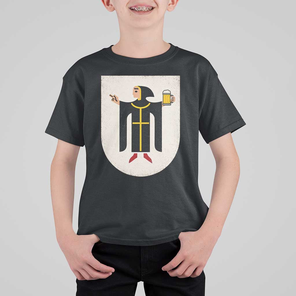 Funny Munich Oktoberfest Munchen Coat of Arms T Shirt For Kid Münchner Kindl Beer Drinking