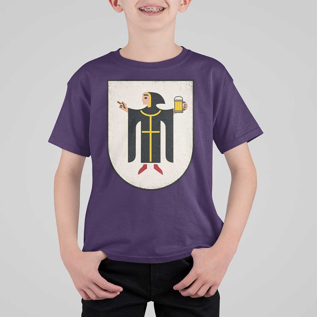 Funny Munich Oktoberfest Munchen Coat of Arms T Shirt For Kid Münchner Kindl Beer Drinking