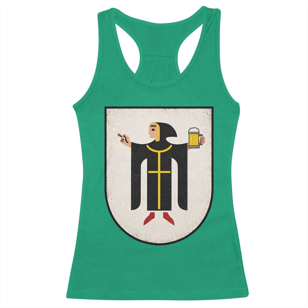 Funny Munich Oktoberfest Munchen Coat of Arms Racerback Tank Top Münchner Kindl Beer Drinking