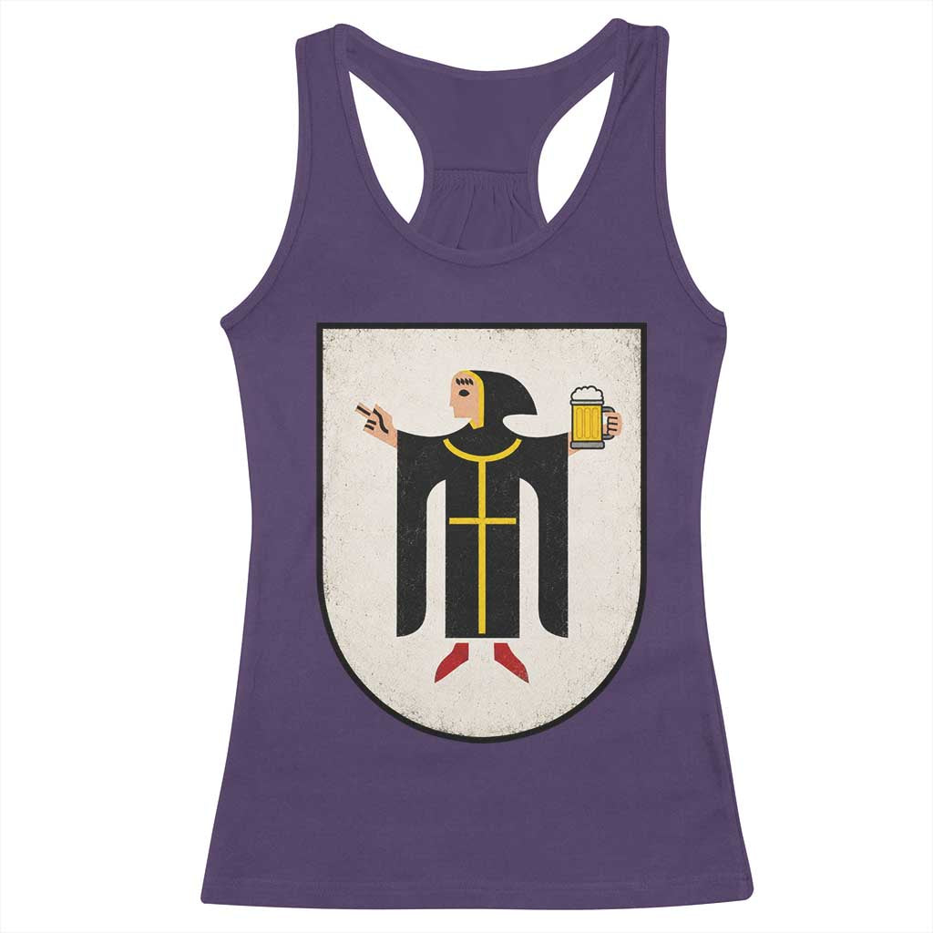 Funny Munich Oktoberfest Munchen Coat of Arms Racerback Tank Top Münchner Kindl Beer Drinking
