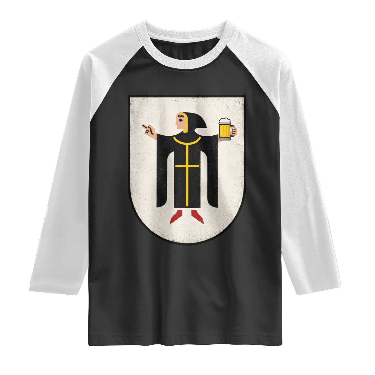 Funny Munich Oktoberfest Munchen Coat of Arms Raglan Shirt Münchner Kindl Beer Drinking
