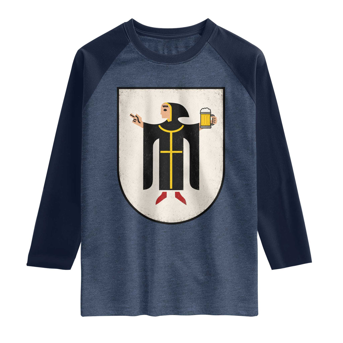 Funny Munich Oktoberfest Munchen Coat of Arms Raglan Shirt Münchner Kindl Beer Drinking