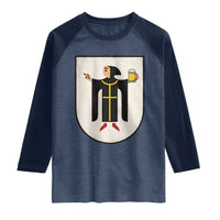 Funny Munich Oktoberfest Munchen Coat of Arms Raglan Shirt Münchner Kindl Beer Drinking