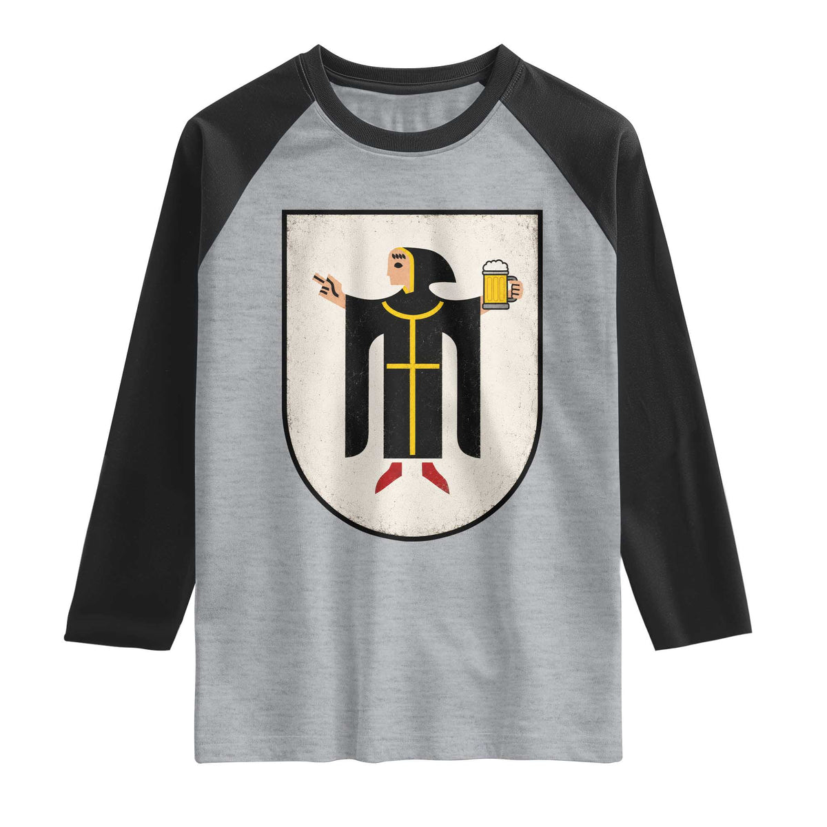 Funny Munich Oktoberfest Munchen Coat of Arms Raglan Shirt Münchner Kindl Beer Drinking