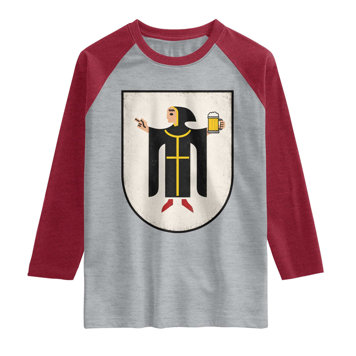 Funny Munich Oktoberfest Munchen Coat of Arms Raglan Shirt Münchner Kindl Beer Drinking