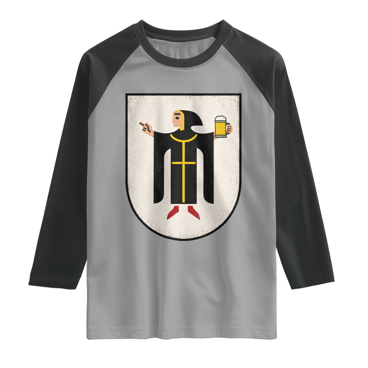 Funny Munich Oktoberfest Munchen Coat of Arms Raglan Shirt Münchner Kindl Beer Drinking