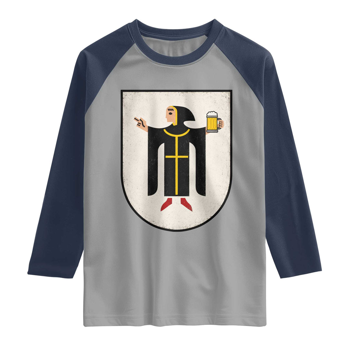 Funny Munich Oktoberfest Munchen Coat of Arms Raglan Shirt Münchner Kindl Beer Drinking