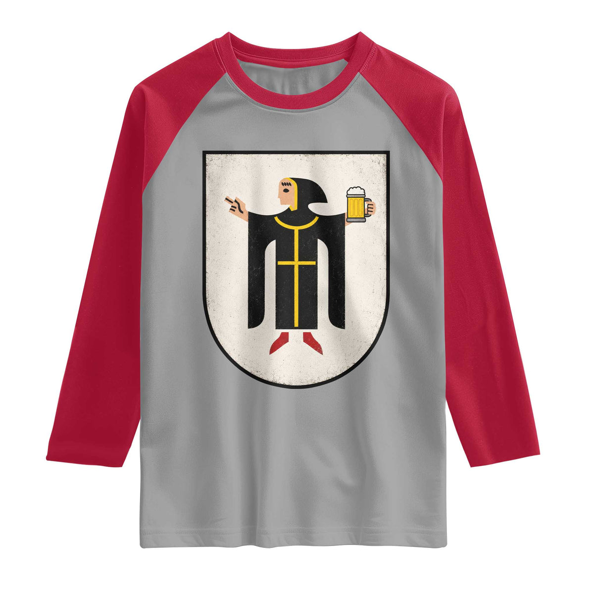 Funny Munich Oktoberfest Munchen Coat of Arms Raglan Shirt Münchner Kindl Beer Drinking