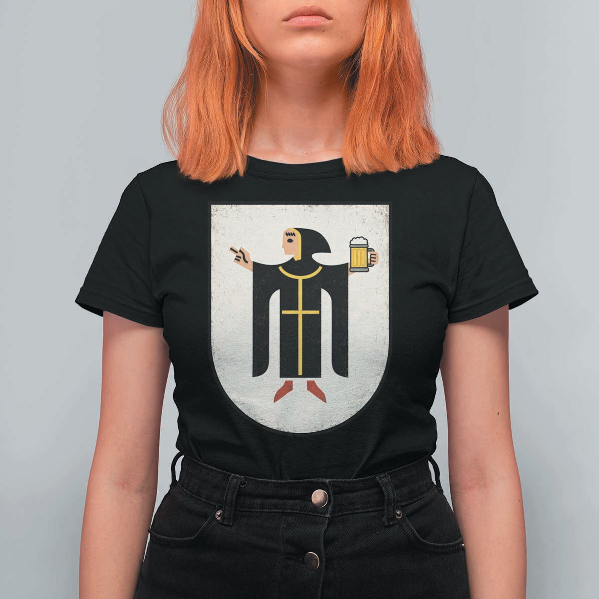Funny Munich Oktoberfest Munchen Coat of Arms T Shirt For Women Münchner Kindl Beer Drinking