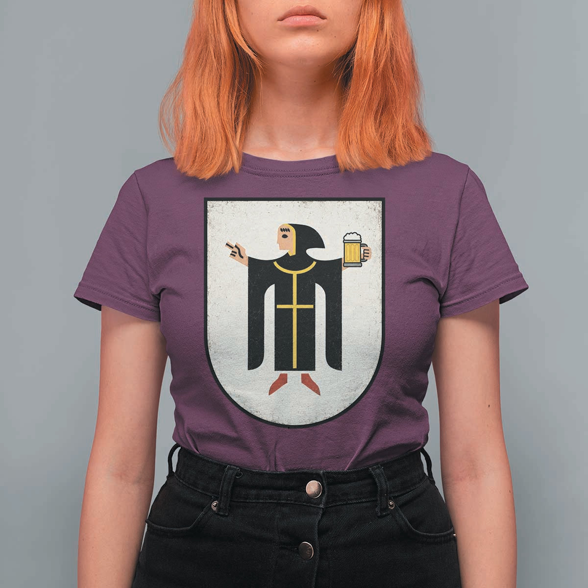 Funny Munich Oktoberfest Munchen Coat of Arms T Shirt For Women Münchner Kindl Beer Drinking
