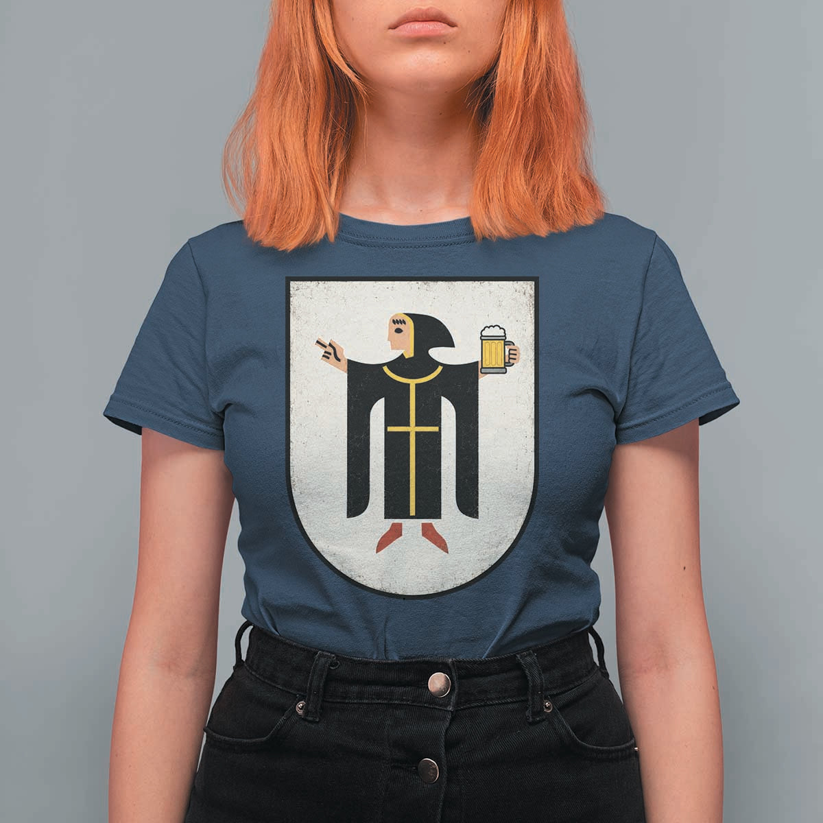 Funny Munich Oktoberfest Munchen Coat of Arms T Shirt For Women Münchner Kindl Beer Drinking