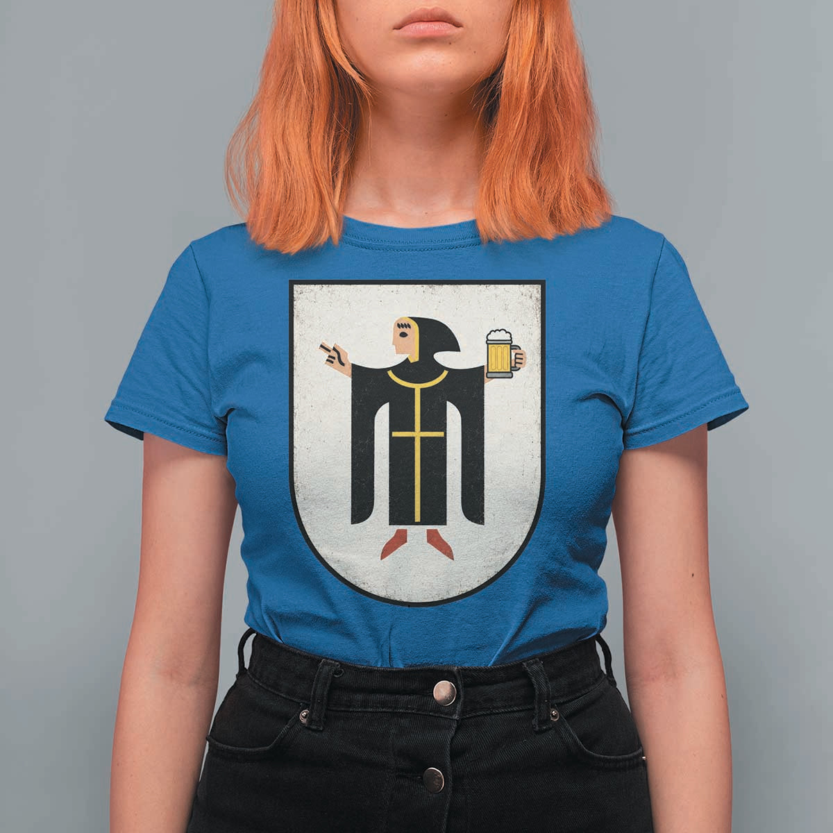 Funny Munich Oktoberfest Munchen Coat of Arms T Shirt For Women Münchner Kindl Beer Drinking