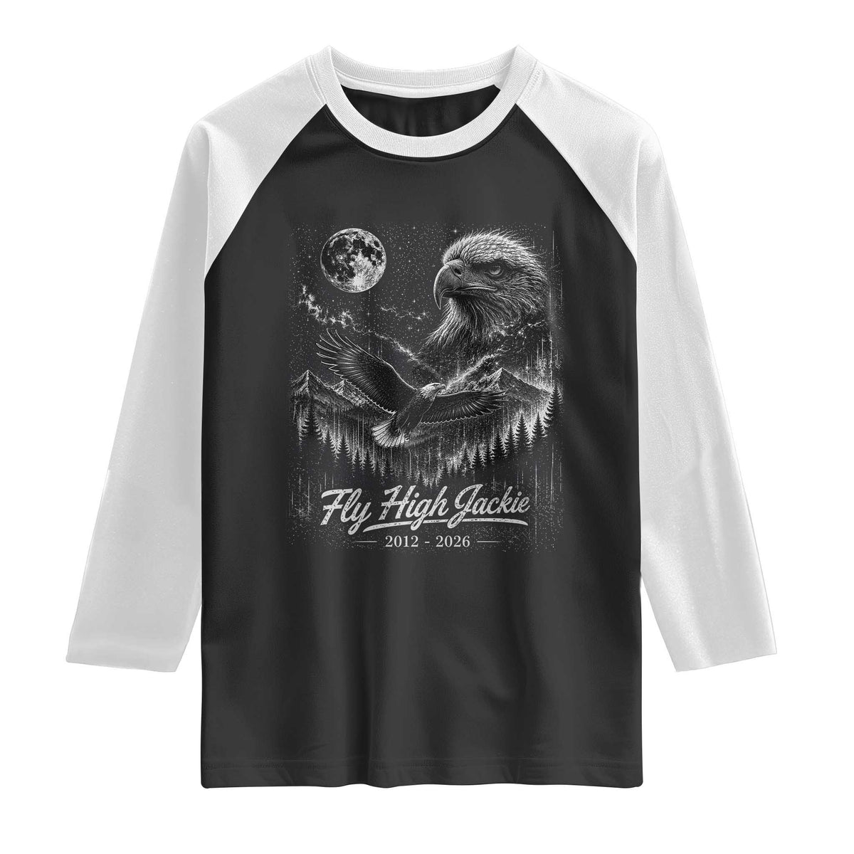 Fly High Jackie Eagle Raglan Shirt Memorial Tribute Nature Supports California Wildlife