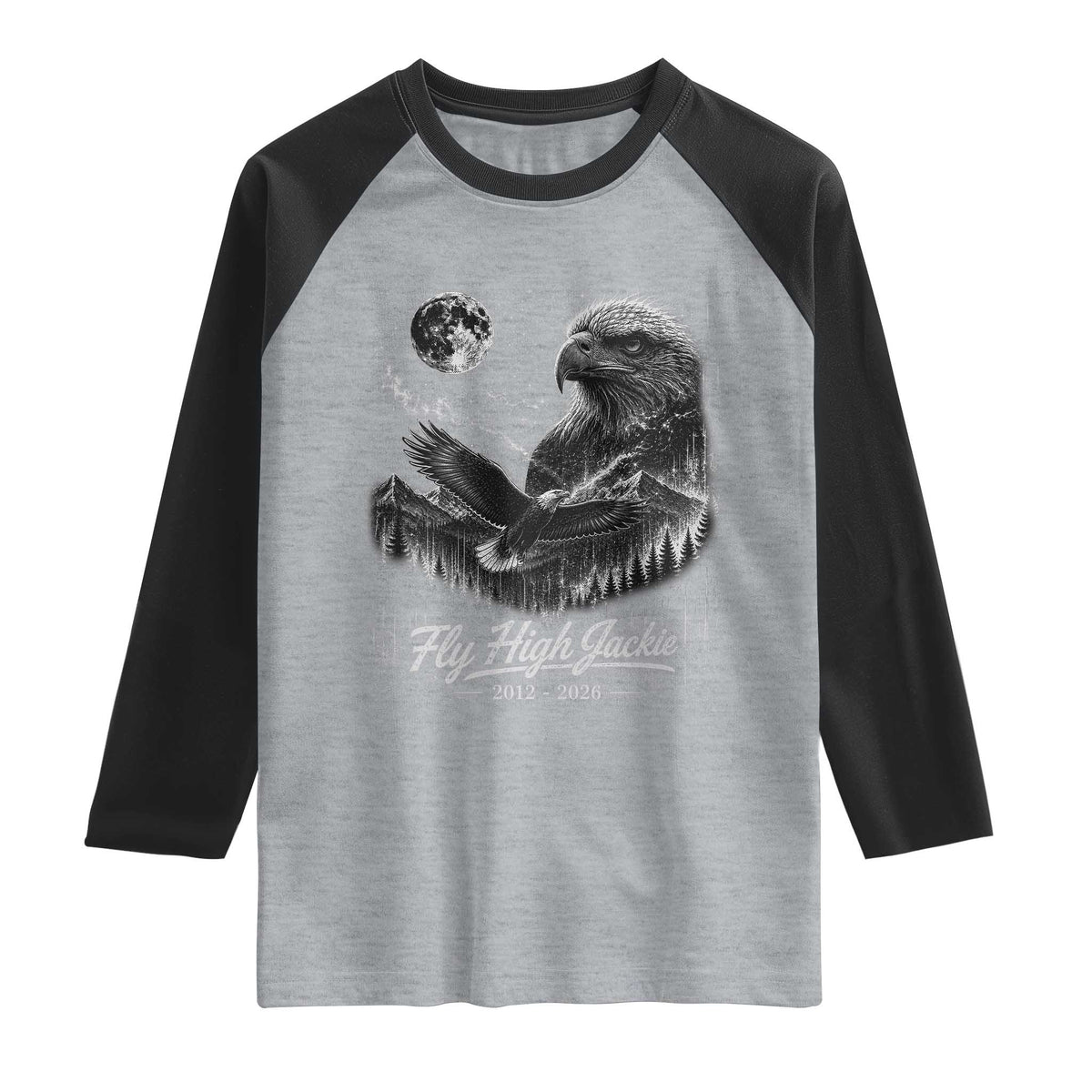 Fly High Jackie Eagle Raglan Shirt Memorial Tribute Nature Supports California Wildlife