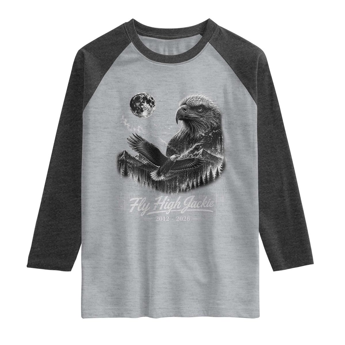 Fly High Jackie Eagle Raglan Shirt Memorial Tribute Nature Supports California Wildlife