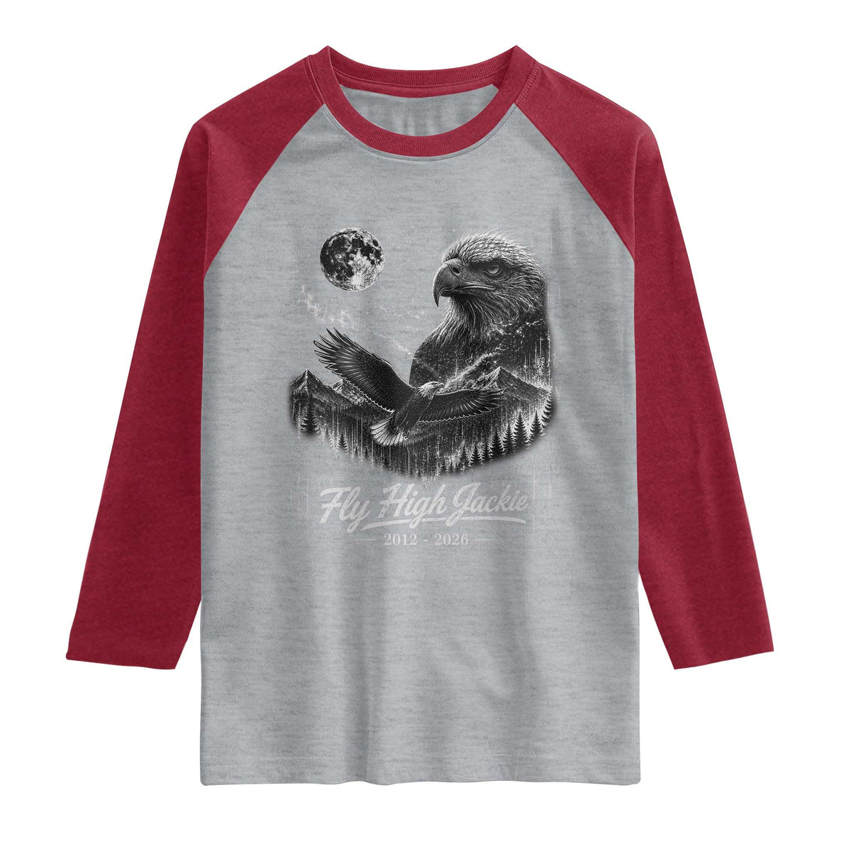 Fly High Jackie Eagle Raglan Shirt Memorial Tribute Nature Supports California Wildlife