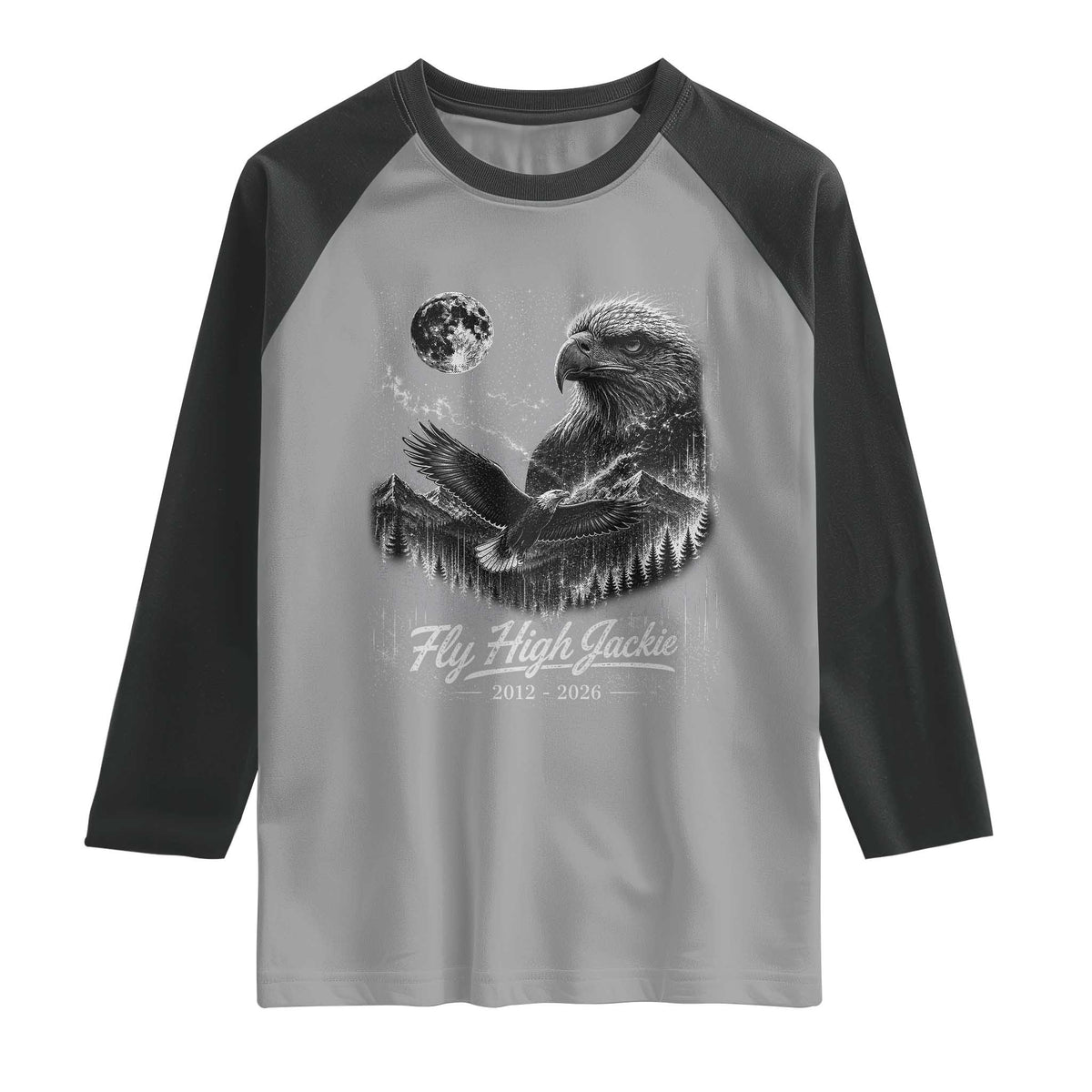 Fly High Jackie Eagle Raglan Shirt Memorial Tribute Nature Supports California Wildlife