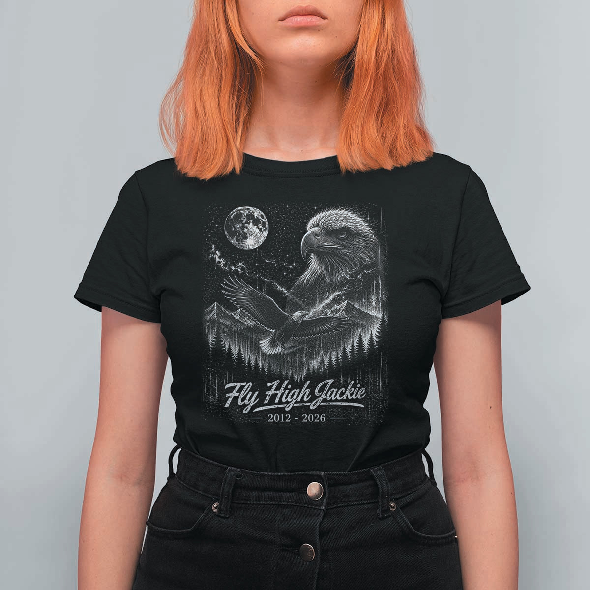 Fly High Jackie Eagle T Shirt For Women Memorial Tribute Nature Supports California Wildlife