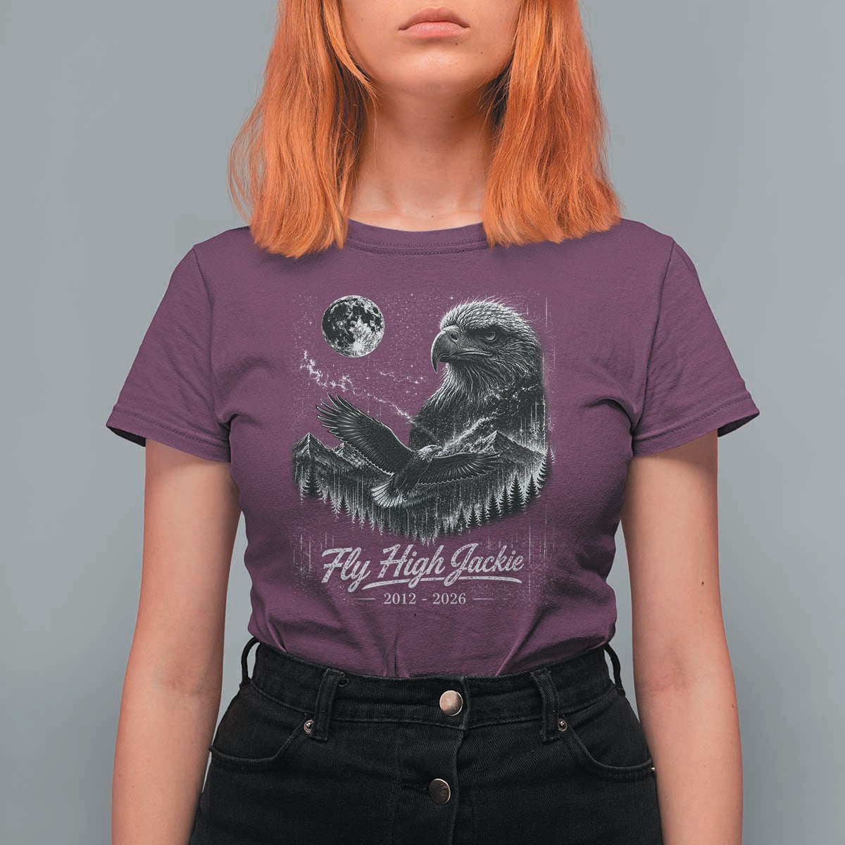 Fly High Jackie Eagle T Shirt For Women Memorial Tribute Nature Supports California Wildlife
