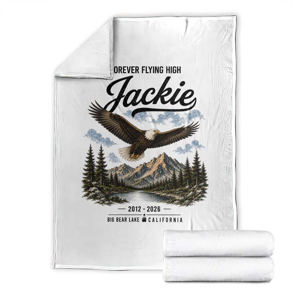 Jackie Bald Eagle Memorial Tribute Throw Blanket Forever Flying High Big Bear California 2012 2026