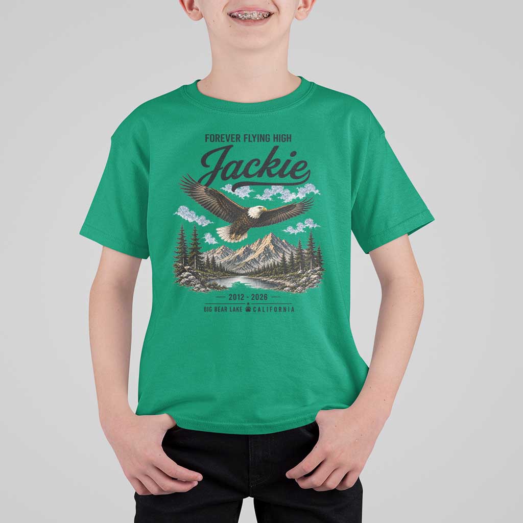 Jackie Bald Eagle Memorial Tribute T Shirt For Kid Forever Flying High Big Bear California 2012 2026