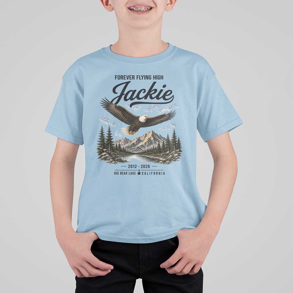 Jackie Bald Eagle Memorial Tribute T Shirt For Kid Forever Flying High Big Bear California 2012 2026