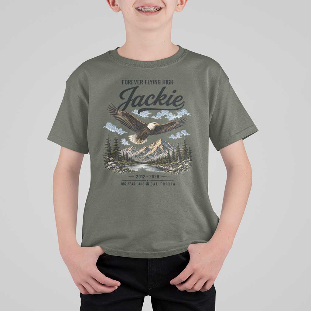 Jackie Bald Eagle Memorial Tribute T Shirt For Kid Forever Flying High Big Bear California 2012 2026
