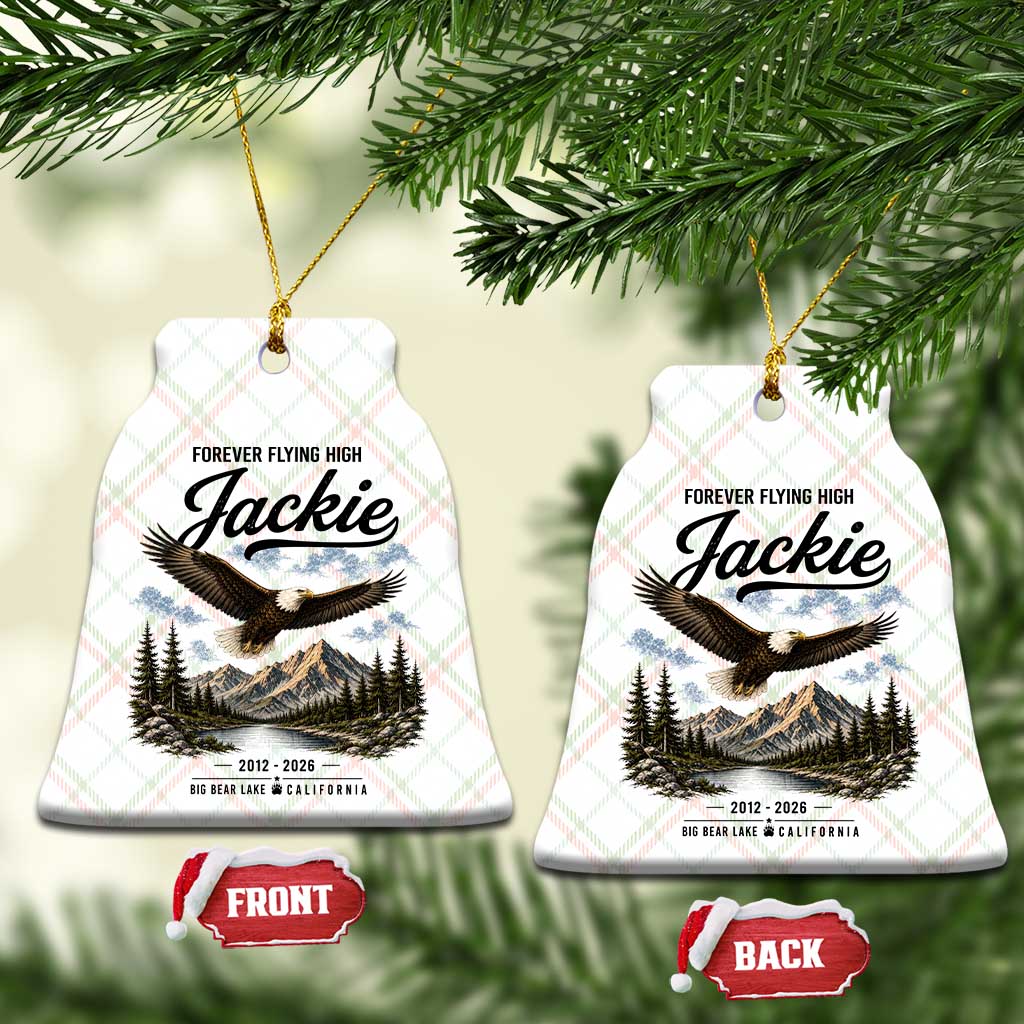 Jackie Bald Eagle Memorial Tribute Ceramic Ornament Forever Flying High Big Bear California 2012 2026