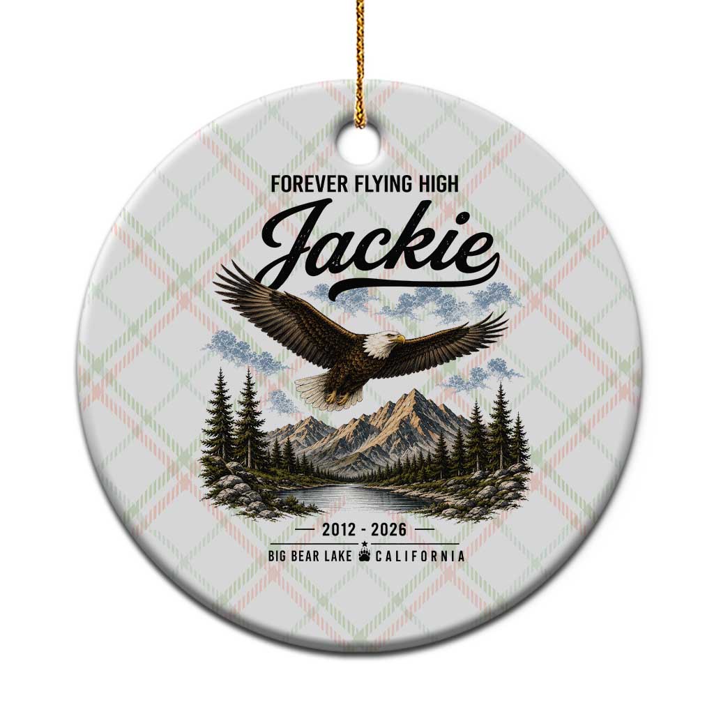 Jackie Bald Eagle Memorial Tribute Ceramic Ornament Forever Flying High Big Bear California 2012 2026