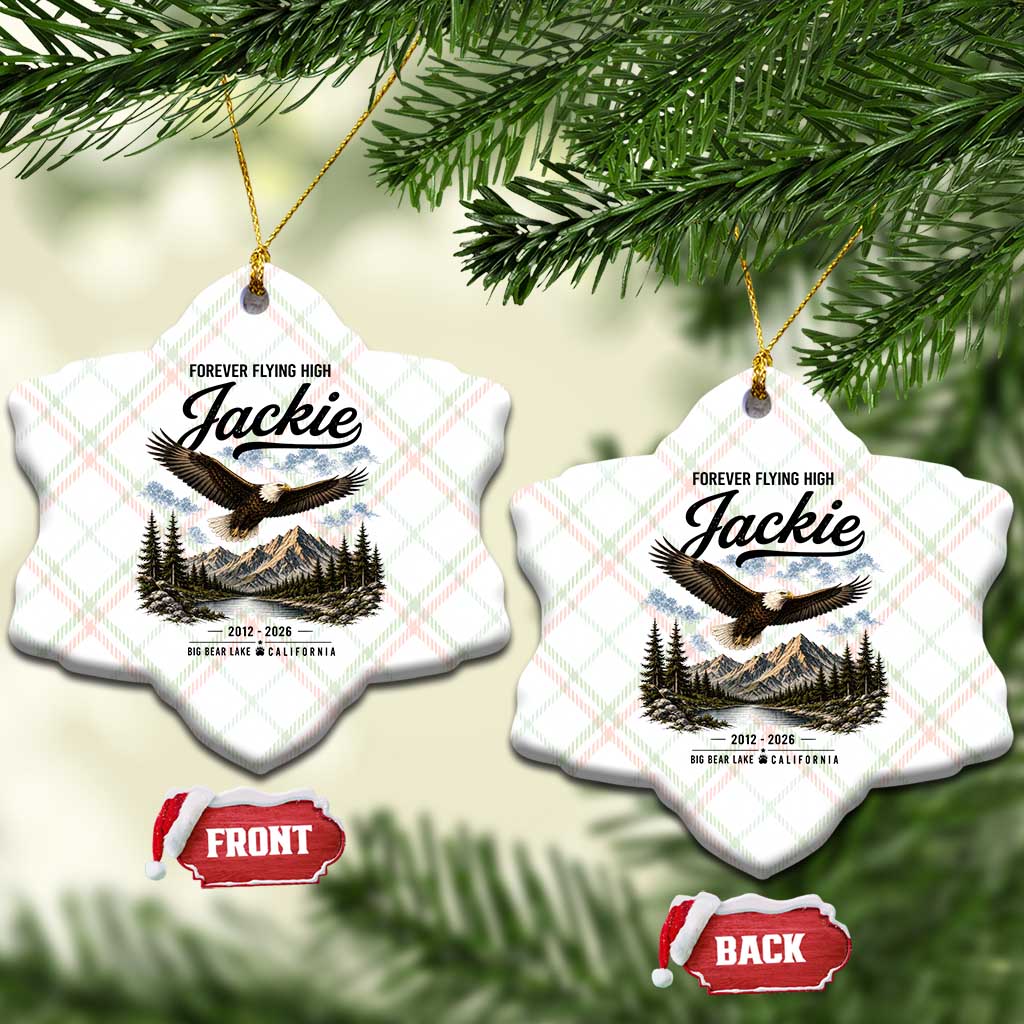Jackie Bald Eagle Memorial Tribute Ceramic Ornament Forever Flying High Big Bear California 2012 2026