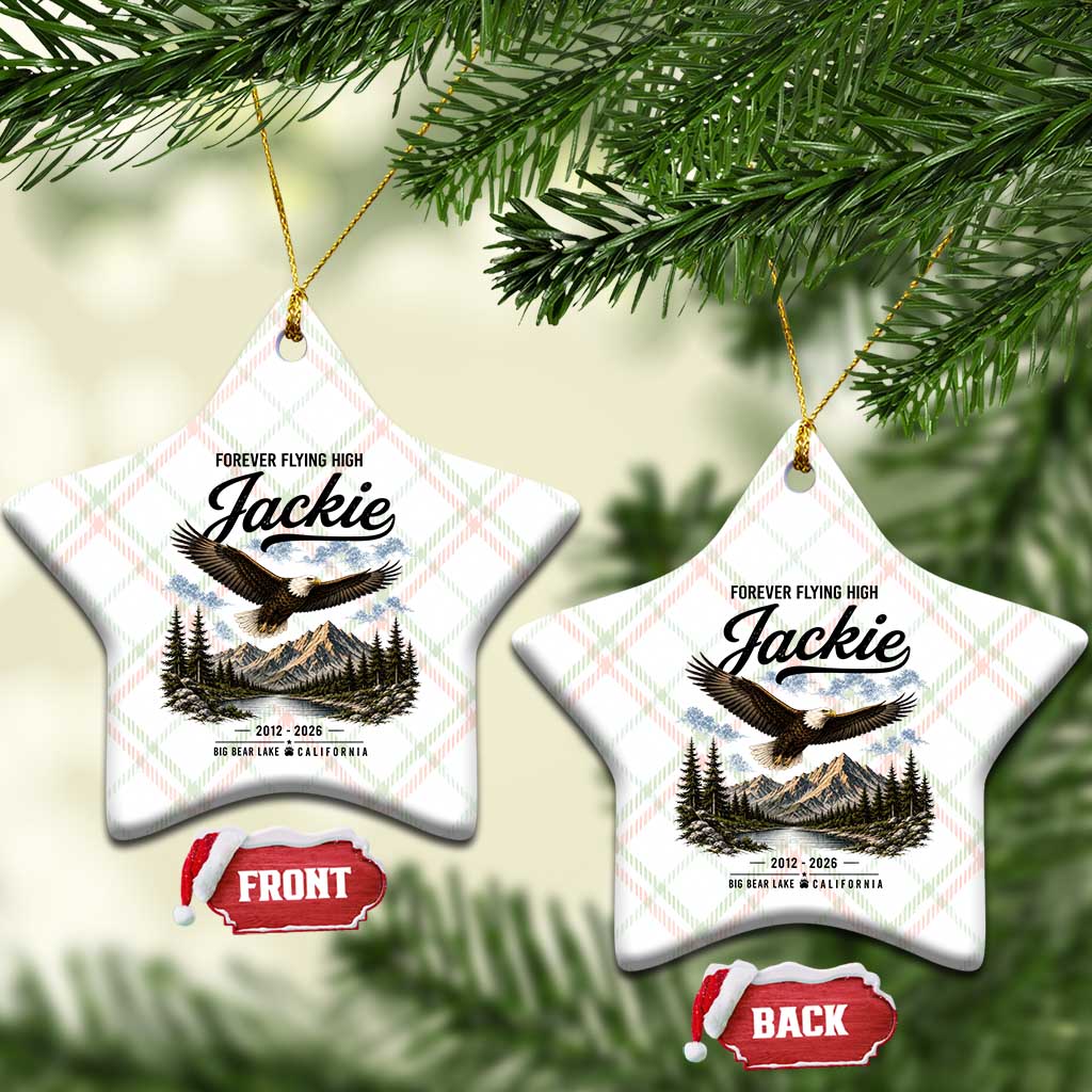 Jackie Bald Eagle Memorial Tribute Ceramic Ornament Forever Flying High Big Bear California 2012 2026