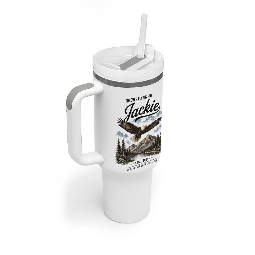 Jackie Bald Eagle Memorial Tribute Tumbler With Handle Forever Flying High Big Bear California 2012 2026