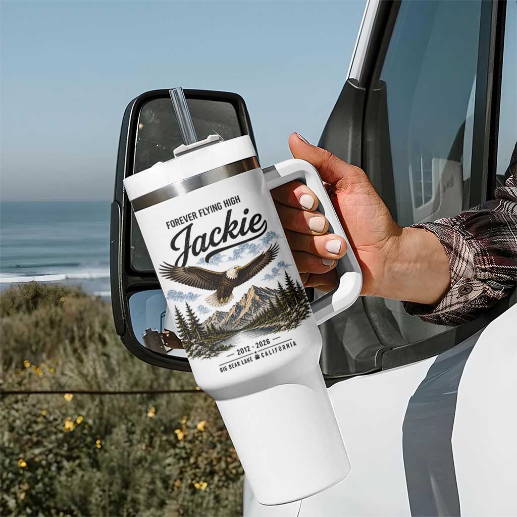 Jackie Bald Eagle Memorial Tribute Tumbler With Handle Forever Flying High Big Bear California 2012 2026
