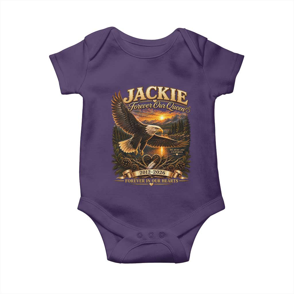 Jackie The Eagle Big Bear Lake California Baby Onesie Forever Our Queen And In Our Hearts Wildlife Supports