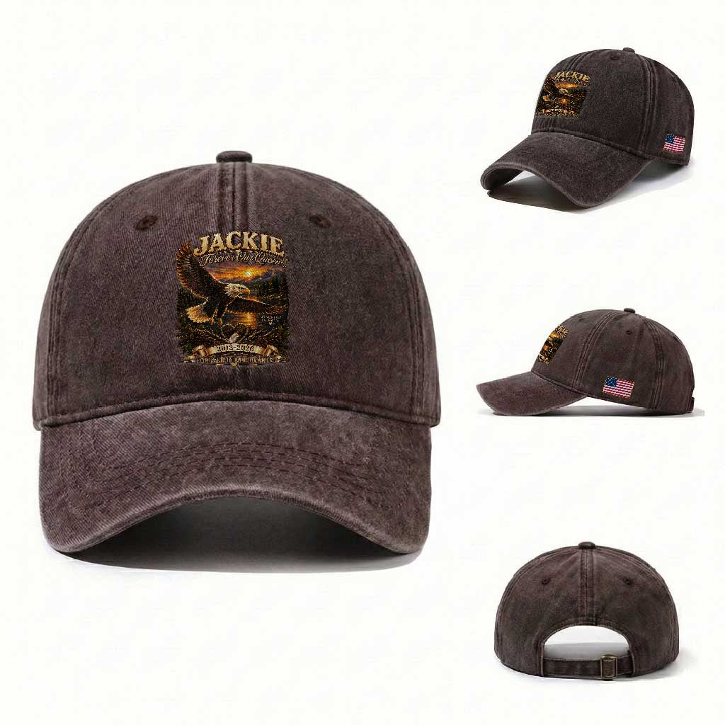 Jackie The Eagle Big Bear Lake California Washed Cotton Baseball Cap Forever Our Queen And In Our Hearts Wildlife Supports