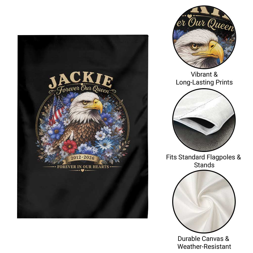 Jackie Bald Eagle Garden Flag Forever Our Queen And In Our Hearts USA Floral